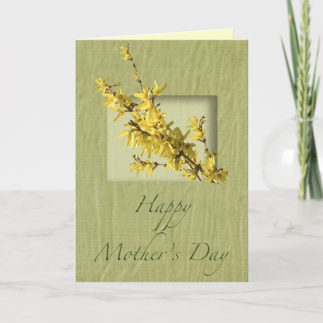 Tarjeta del Forsythia del día de madre (Anverso)