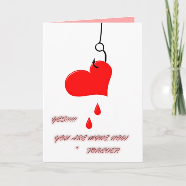 Tarjeta del gancho de pesca del día de Valantines (Anverso)