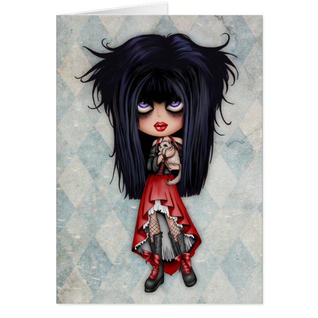 Tarjeta del gatito de Emo (Frente)