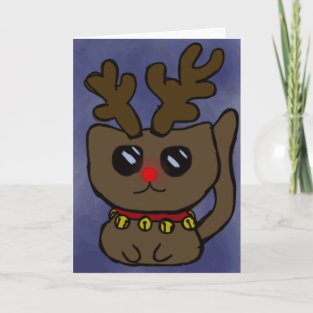 Tarjeta del gatito del copo de nieve (Anverso)