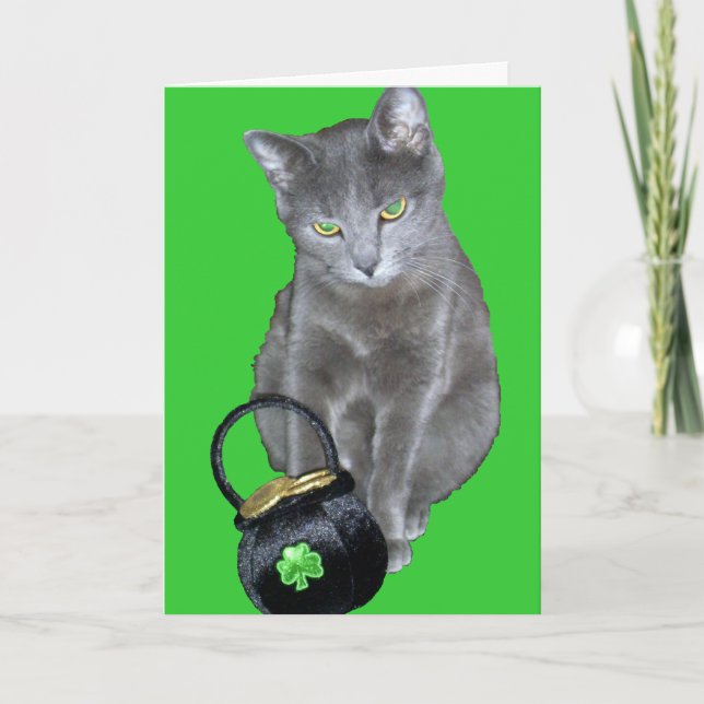 Tarjeta del gatito del día de St Patrick (Anverso)