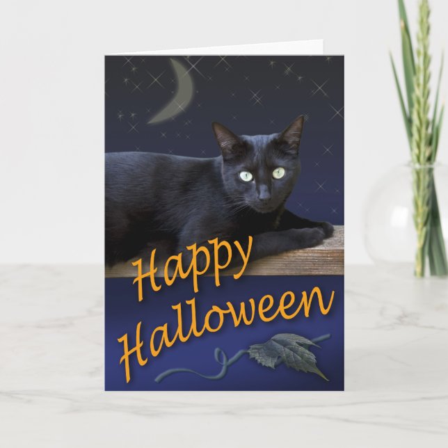 Tarjeta del gato de Halloween (Anverso)