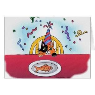 Tarjeta del gato de la celebración (calicó)
