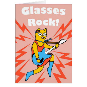 Tarjeta del gato de los vidrios de Rockin