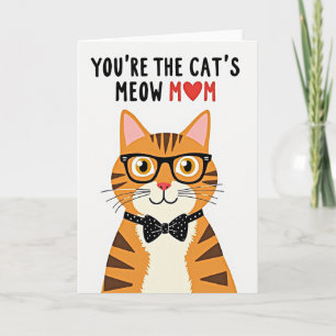 Tarjeta del gato de lunares para la mamá que maúll