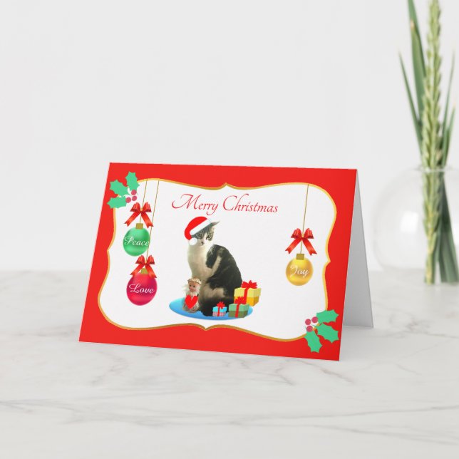 Tarjeta del gato de MERLIN del navidad (Anverso)