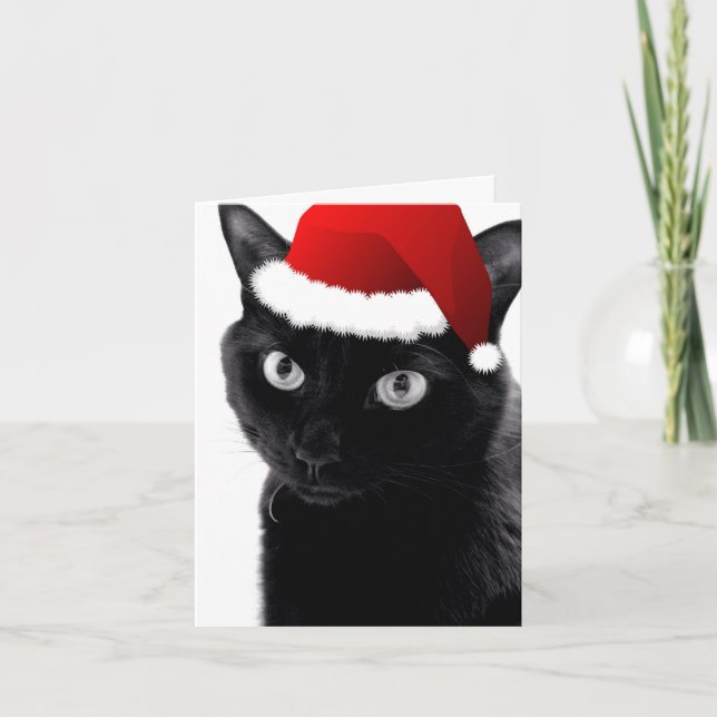 Tarjeta del gato del árbol de navidad de O (Anverso)