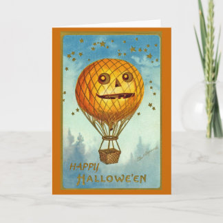Tarjeta del globo del aire caliente de Halloween