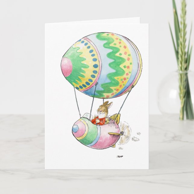Tarjeta del globo del aire caliente del huevo de (Anverso)