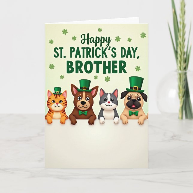 Tarjeta del hermano con follaje verde (Anverso)