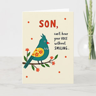 Tarjeta del hijo sonriente que te extraña