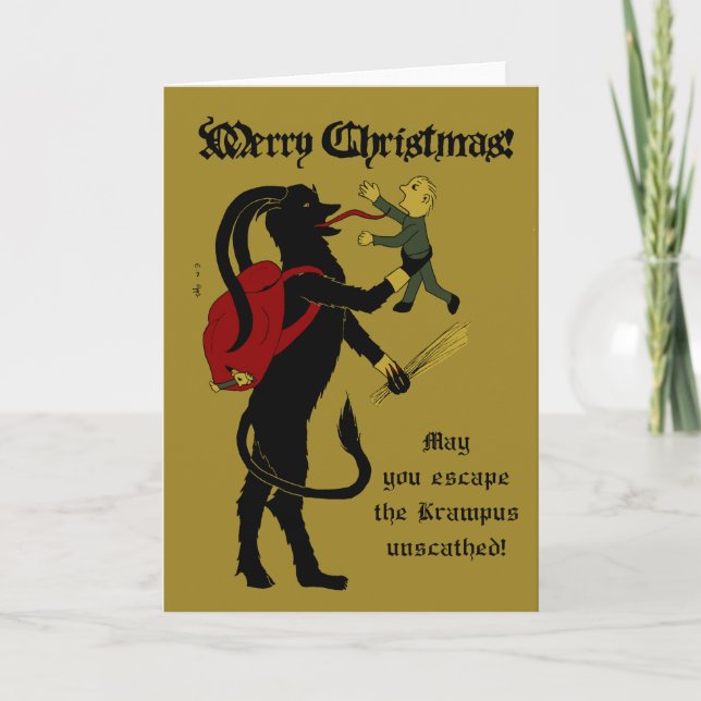 Tarjeta del horror de Krampus/del navidad (Anverso)
