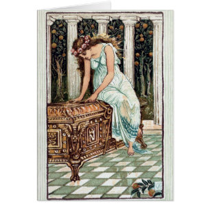 Tarjeta del ilustracion de la caja de Pandora del