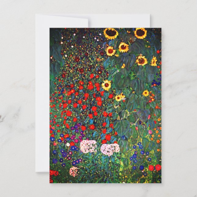 Tarjeta del jardín de flores de Gustav Klimt (Anverso)