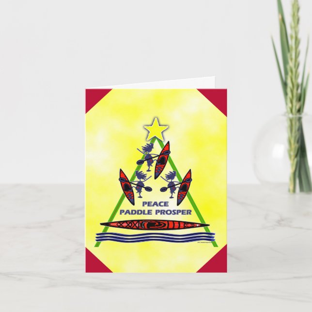 Tarjeta del kajak del día de fiesta del navidad (Anverso)