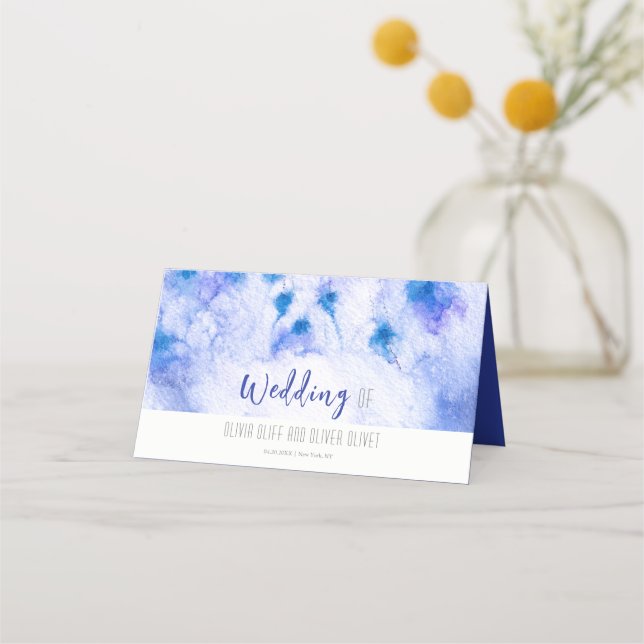 Tarjeta del lugar de boda del jardín azul de invie (Anverso)