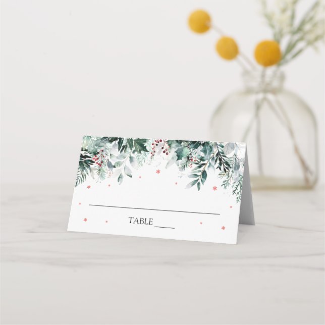 Tarjeta del lugar de copos de nieve rojos de la ve (Anverso)