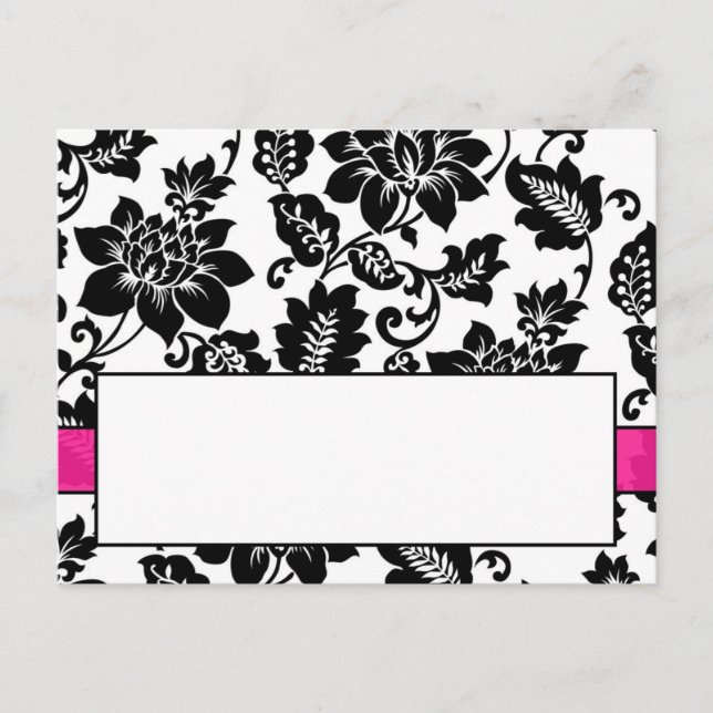 Tarjeta del lugar de la boda de la damasca floral  (Anverso)