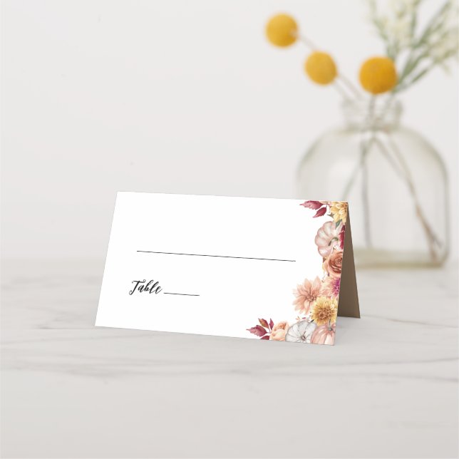 Tarjeta del lugar de la boda de otoño (Anverso)