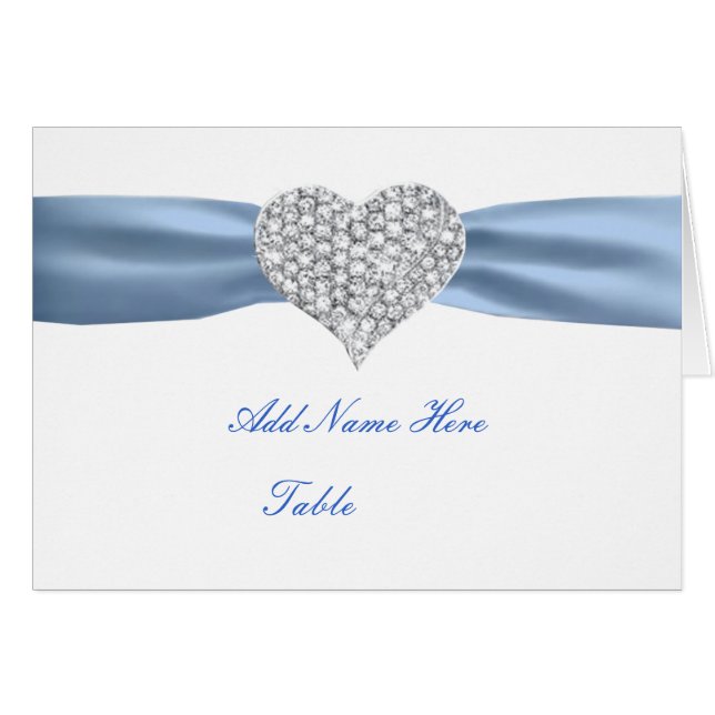 Tarjeta del lugar de la mesa del Boda azul del cor (Anverso (Horizontal))