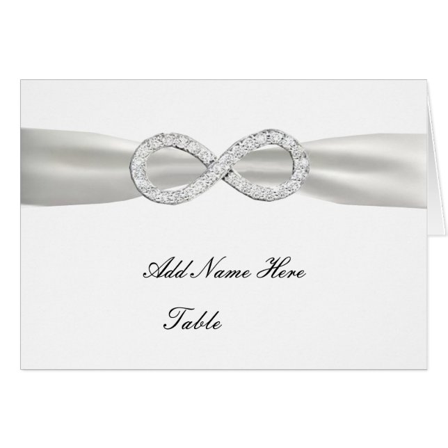 Tarjeta del lugar de la mesa del Boda blanco diamo (Anverso (Horizontal))