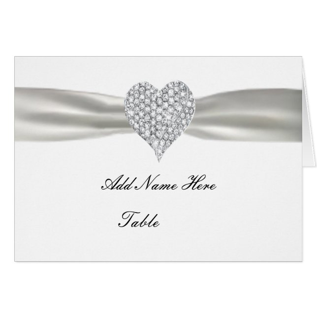 Tarjeta del lugar de la mesa del Boda blanco Diamo (Anverso (Horizontal))