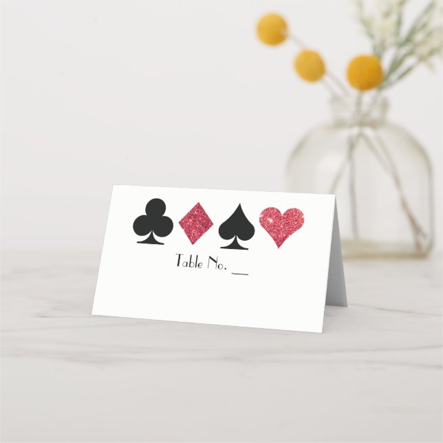 Tarjeta del lugar del Purpurina de Faux Rojo de Ve (Anverso)