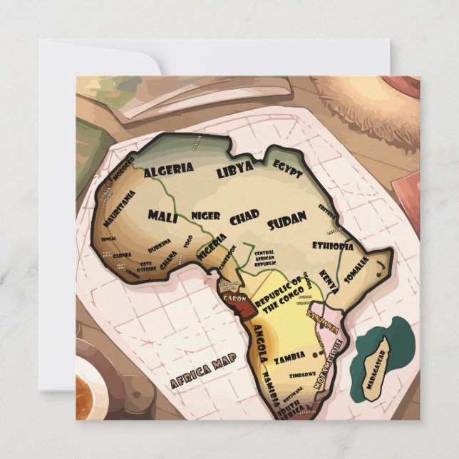 Tarjeta del mapa de África (Anverso)