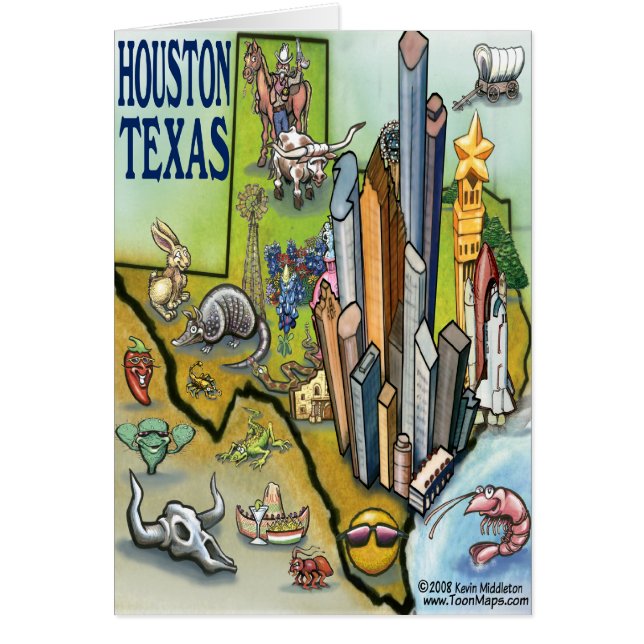 Tarjeta del mapa de Houston TEJAS (Frente)