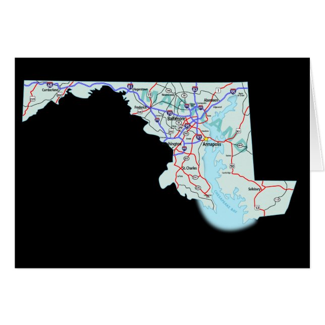 Tarjeta del mapa de Maryland (Anverso (Horizontal))