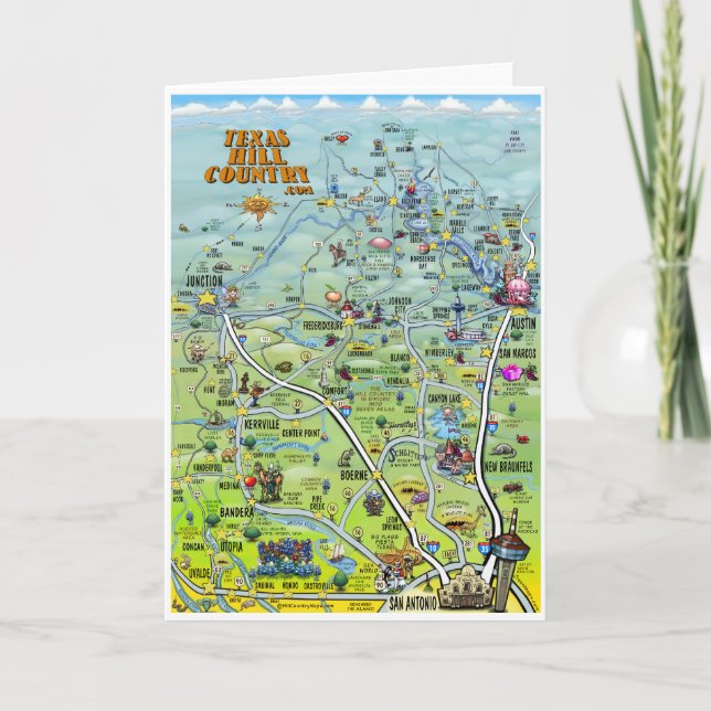 Tarjeta del mapa del dibujo animado del país de la (Anverso)