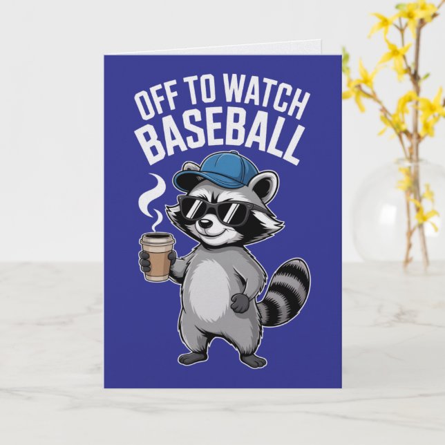 Tarjeta del Mapache para Ver Béisbol (flor amarilla)