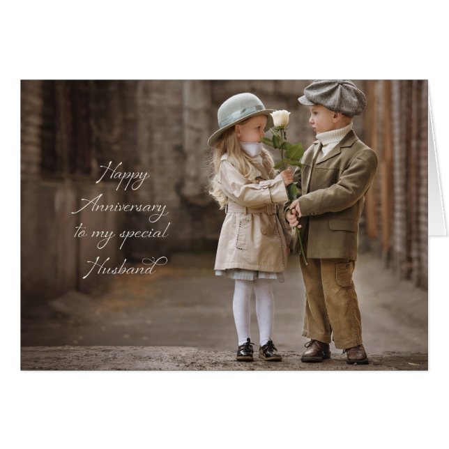 Tarjeta del marido del aniversario de boda (Anverso (Horizontal))