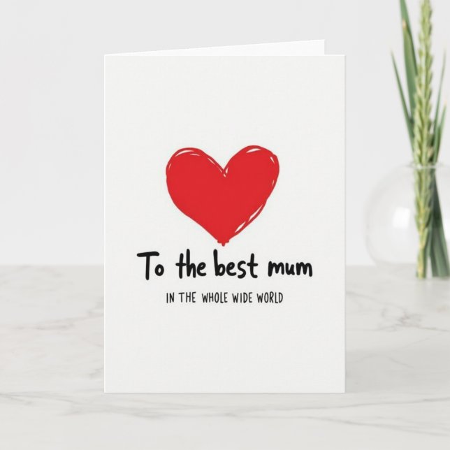 Tarjeta del Mejor Mamá con Corazón Escarlata (Anverso)
