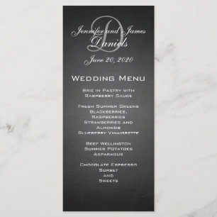 Tarjeta del menú de la boda del monograma de la