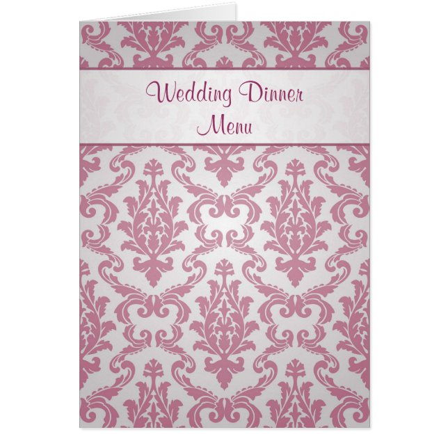 Tarjeta del menú de la boda - rosa oscuro del (Frente)