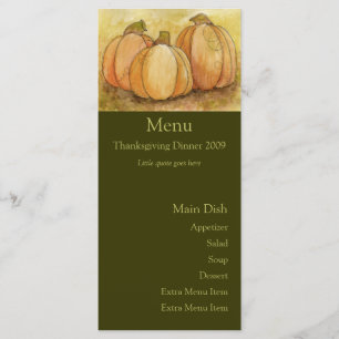 Tarjeta del menú de la cosecha de la calabaza