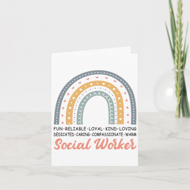 Tarjeta del mes de trabajo social del Boho Rainbow (Anverso)