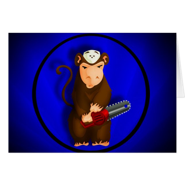 Tarjeta del mono de la motosierra (Anverso (Horizontal))