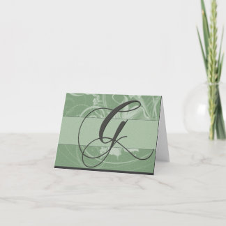 Tarjeta del monograma de la verde salvia - G
