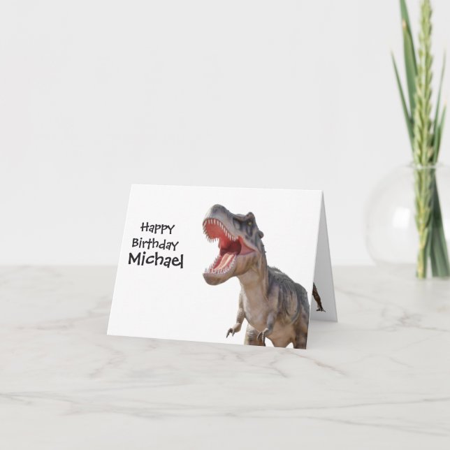 Tarjeta del mundo jurásico del dinosaurio T-rex (Anverso)