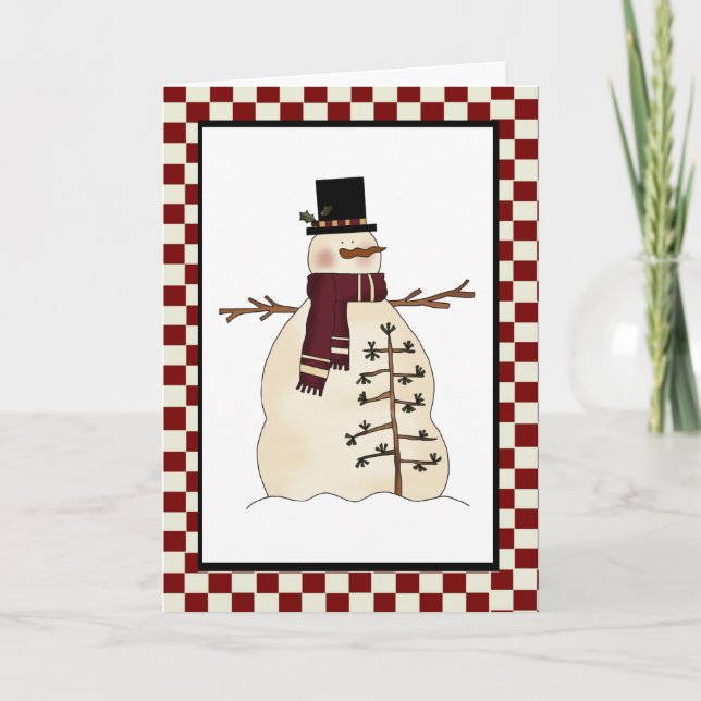 Tarjeta del muñeco de nieve del país (Anverso)