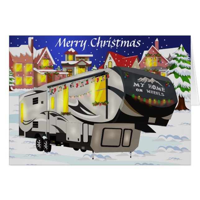 Tarjeta del navidad y del día de fiesta de rv con (Anverso (Horizontal))
