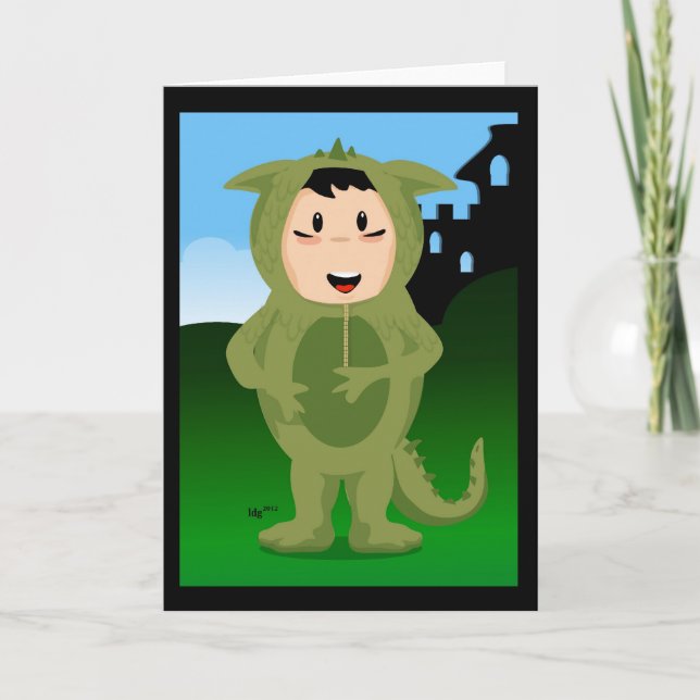 Tarjeta del niño del año del dragón (Anverso)