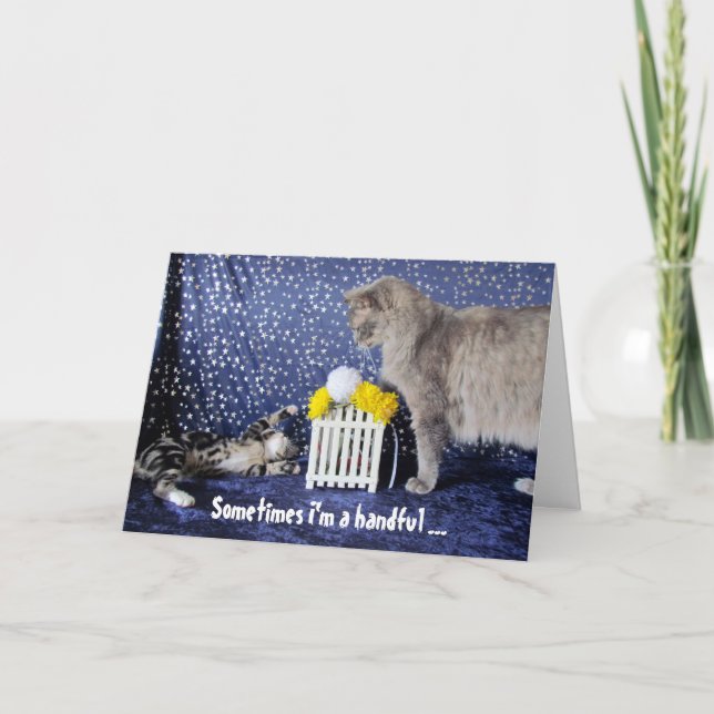 Tarjeta Del niño (o gato) que es un puñado - Día del papá (Anverso)