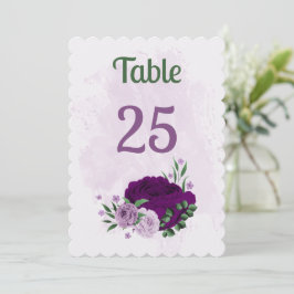 Tarjeta del número de la tabla de flores moradas r