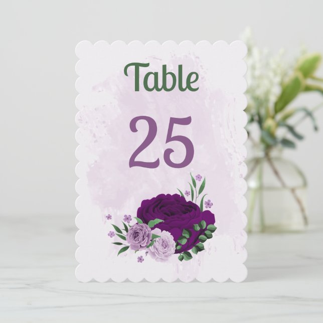 Tarjeta del número de la tabla de flores moradas r (Anverso de pie)
