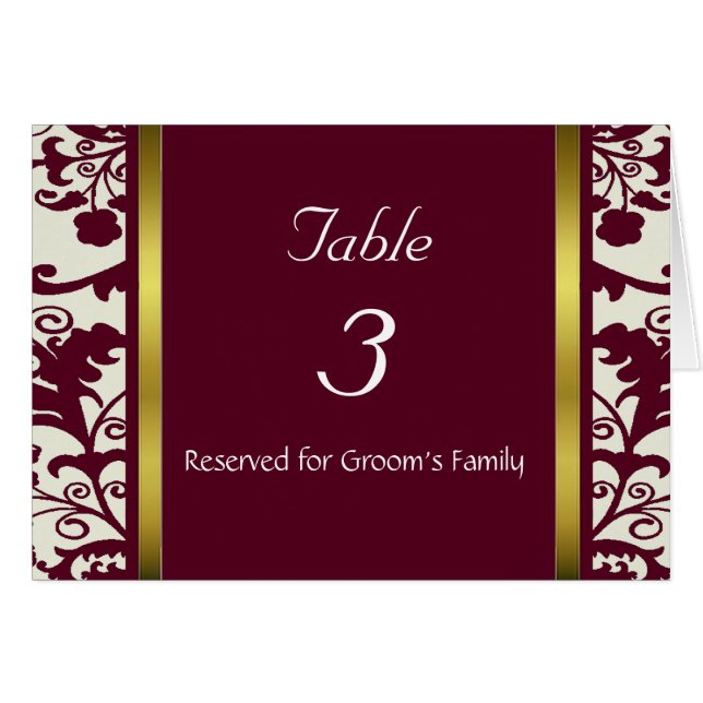 Tarjeta del número de la tabla de la boda (Anverso (Horizontal))