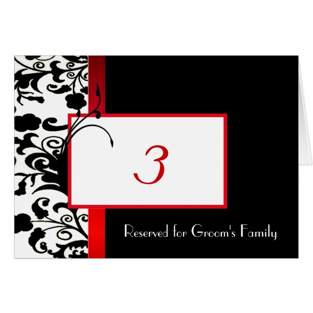 Tarjeta del número de la tabla de la boda del (Anverso (Horizontal))