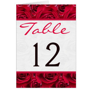 Tarjeta del número de la tabla de los rosas rojos